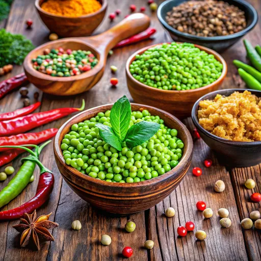 मसालेदार जौ और मटर की थाली